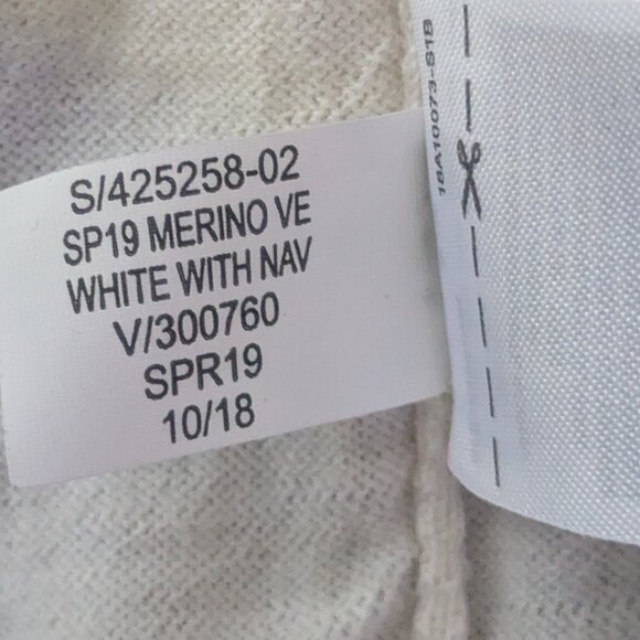 Banana Republic 100% Merino Wool V-Neck Sweater Size Small Cream w/ Navy Stripe - Picture 6 of 9